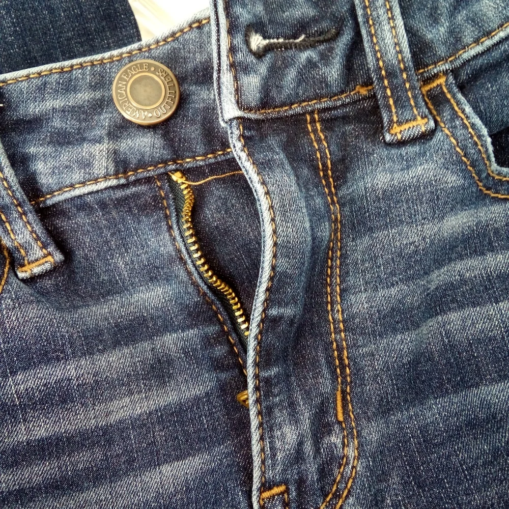 American Eagle Hi-Rise Jegging 2018 Distressed Blue Denim Jeans Cotton Short 00